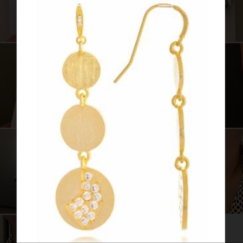 Rivka Friedman CZ Triple Satin Dangle Earrings